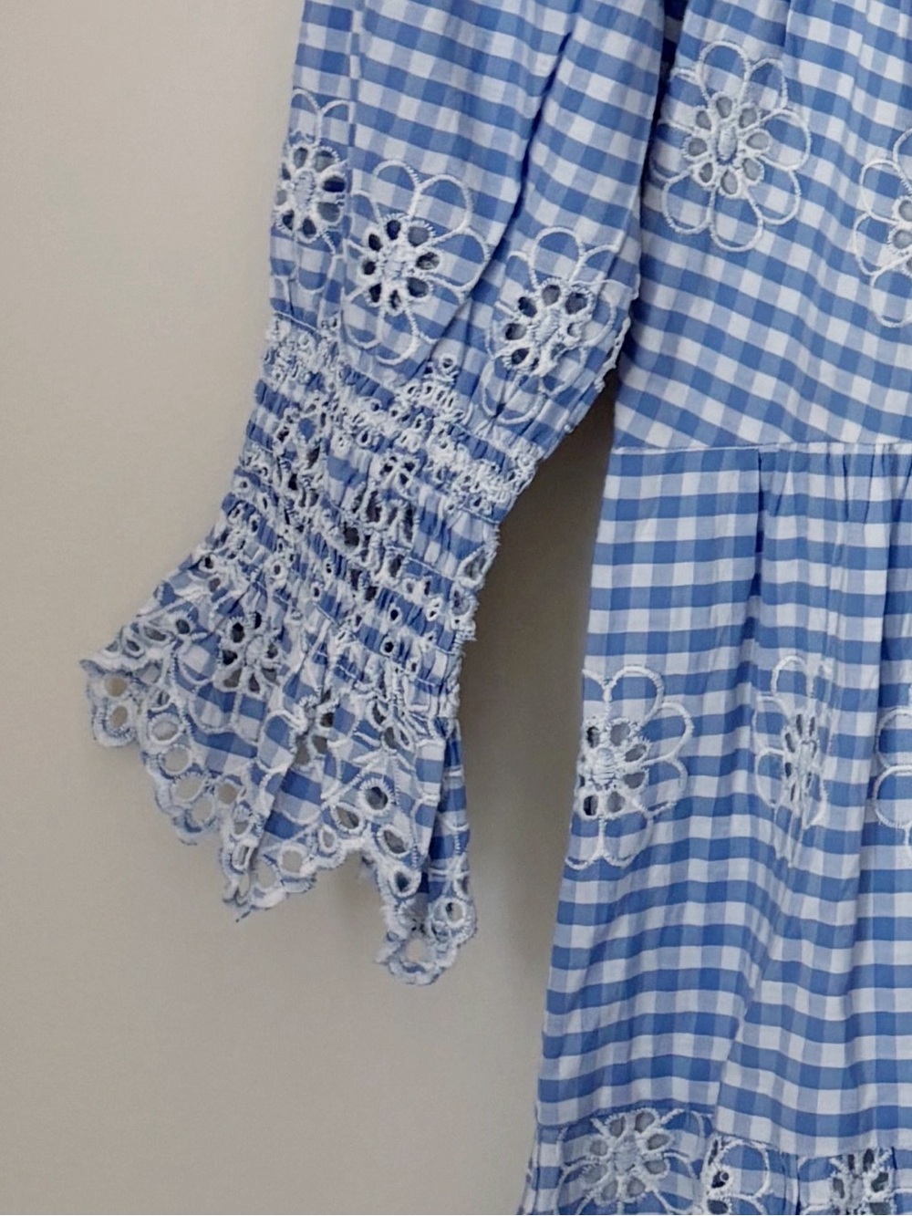 STS Sail To Sable Blue Gingham Floral Eyelet Dress Small NEW NWT - Picture 4 of 8